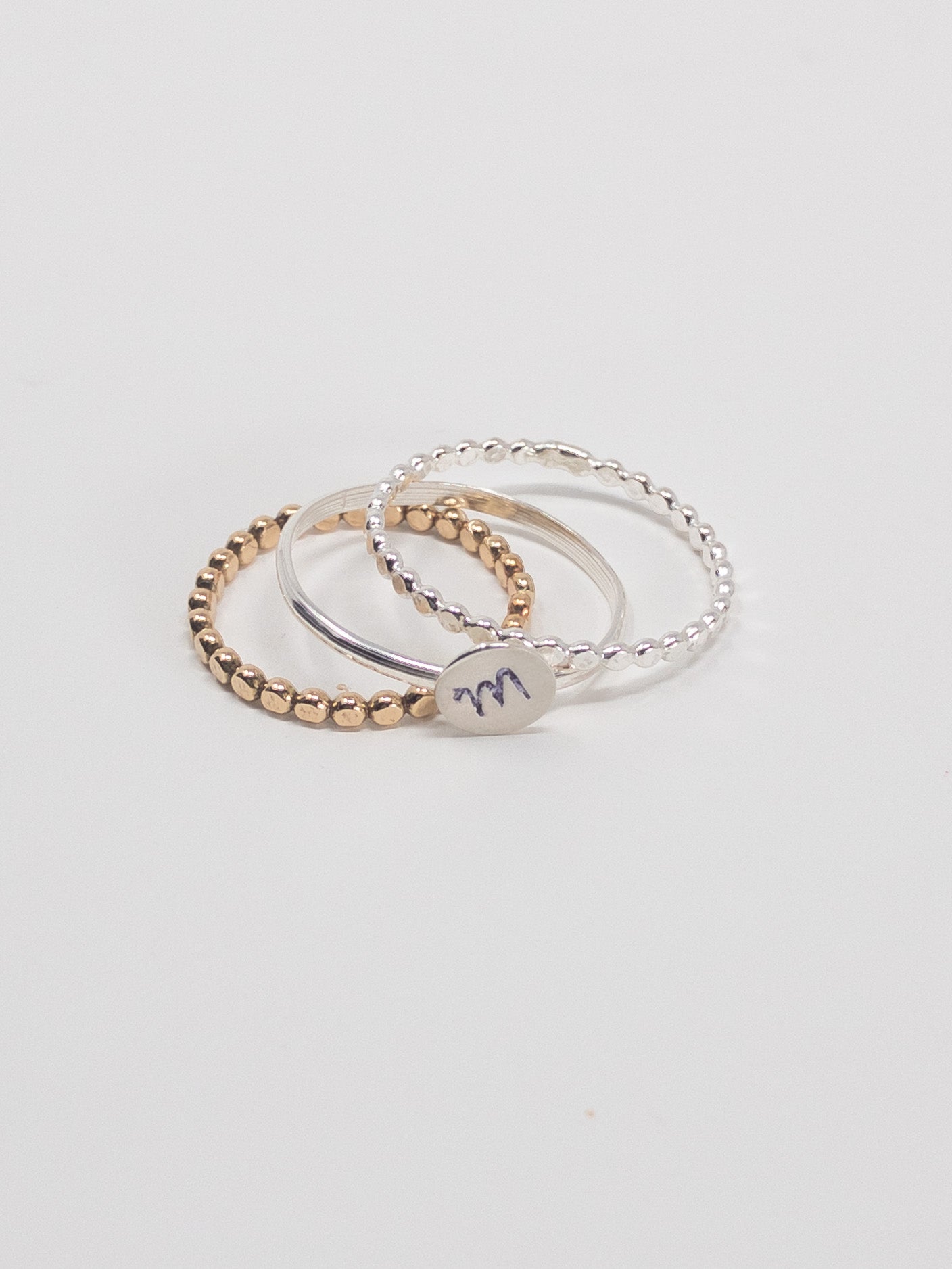 Flattened Bead Ring Sterling Silver and 14kt Gold-fill