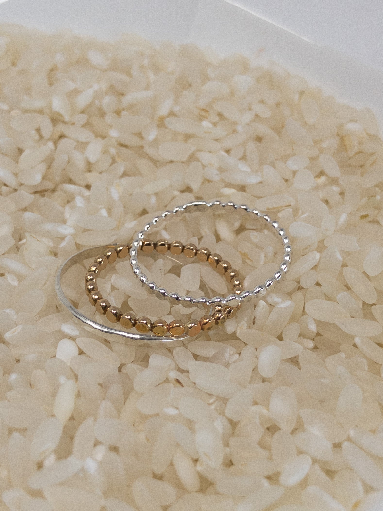 Flattened Bead Ring Sterling Silver and 14kt Gold-fill